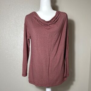 LOFT Pink Ruched Long Sleeve Blouse